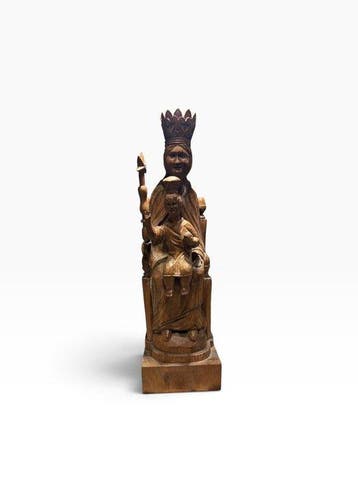 Beeldje, Sedes Sapientiae (Maria) - 47 cm - Eik - 1910