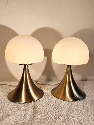 Tafellamp (2) - Opaline glas - Touch Lampen