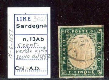 Italiaanse oude staten - Sardinië 1857 - Sardegna 5, Gestempeld