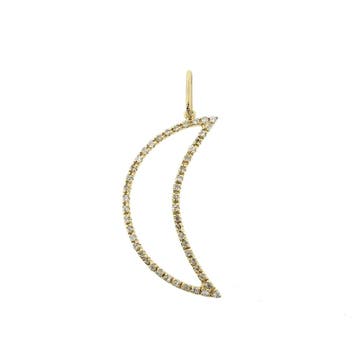 Gouden hanger van een maan met zirconia (Hanger of bedel), Ophalen of Verzenden, Gebruikt, Goud, Overige merken