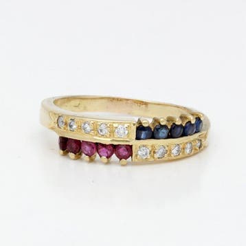 Ring - 18 karaat Geel goud Diamant (Natuurlijk) - Robijn, Nieuw