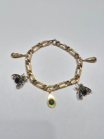 Armband - 8 karaat Geel goud, Roségoud Saffier - Smaragd -, Sieraden, Tassen en Uiterlijk, Armbanden, Nieuw