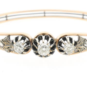 Roségouden slavenarmband met roos geslepen diamanten; Maa.., Gebruikt, Ophalen of Verzenden, Met edelsteen, Goud