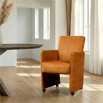 Leren eetkamerstoel Elegant - Kenia Cognac (cognac) - Met, Ophalen of Verzenden, Nieuw, Leer, Eigentijds, Modern