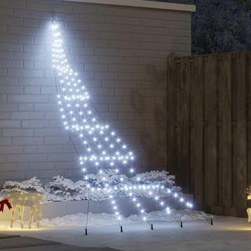 vidaXL LED Kerstboom met Grondspiesjes Koudwit 306 cm Metaal, Verzenden, Nieuw