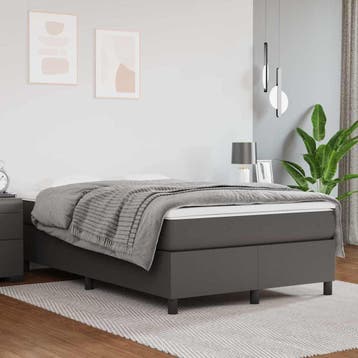 vidaXL Boxspring bed kunstleer grijs 120x200 cm, Overige materialen, Verzenden, Nieuw, Twijfelaar