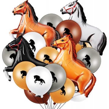 5-delige paarden ballonnen set Black Horse with Stars, Verzenden, Nieuw, Overige soorten
