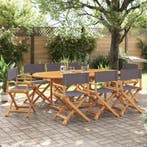 vidaXL Tuinstoelen 8 st inklapbaar stof donkergrijs, Verzenden, Nieuw, Hout