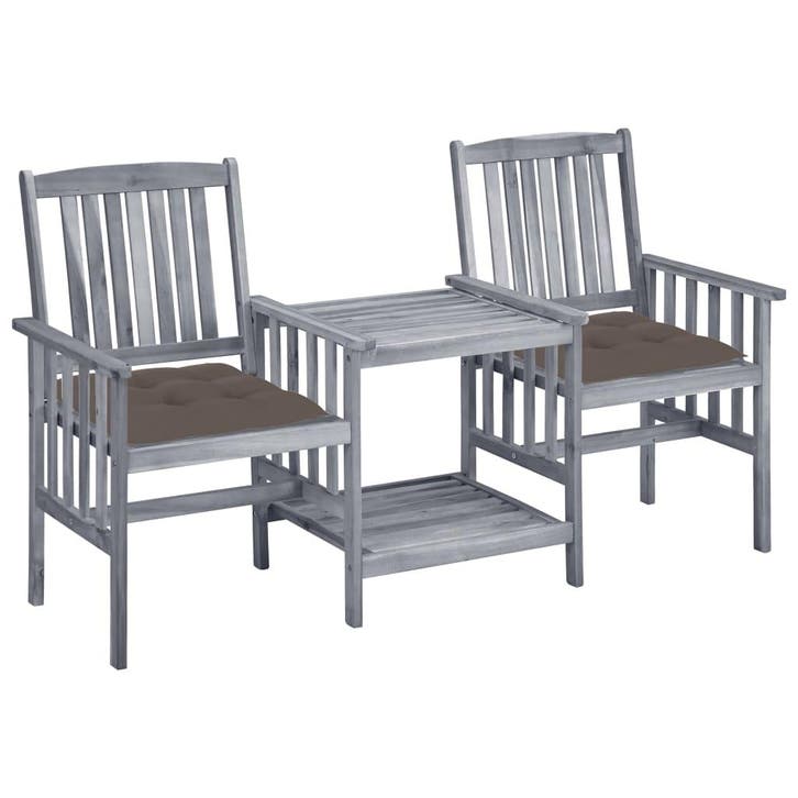 vidaXL Tuinstoelen met tafeltje en kussens massief, Tuin en Terras, Tuinsets en Loungesets, Tuinset, Nieuw, Hardhout, Verzenden