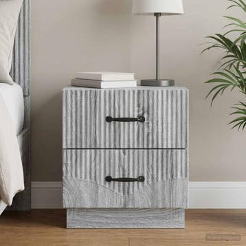 vidaXL Nachtkastje Grijs sonoma 43 x 34,5 x 44,5 cm Bewerkt, Minder dan 45 cm, Verzenden, Nieuw, Minder dan 55 cm