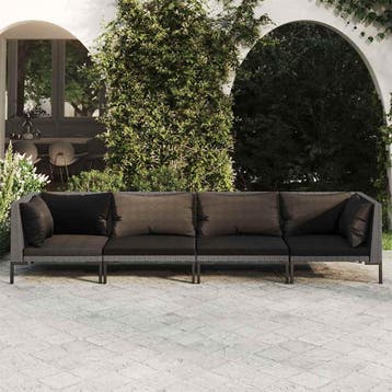 vidaXL 4-delige Loungeset met kussens poly rattan, Verzenden, Nieuw, Loungeset