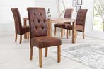 Elegante stoel CASA vintage bruin met decoratieve knopen, Huis en Inrichting, Stoelen, Ophalen of Verzenden, Nieuw