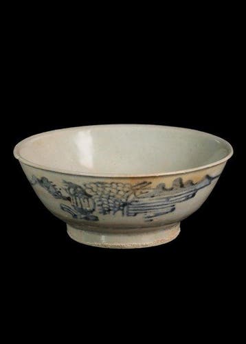 Oud-Chinees Porselein Tek Sing-bowl met rivierscène (Zonder, Antiek en Kunst
