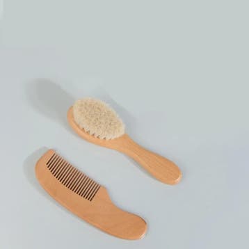 Babyset: Houten Babyborstel en Kam - Zacht voor de Babyhuid, Verzenden, Nieuw