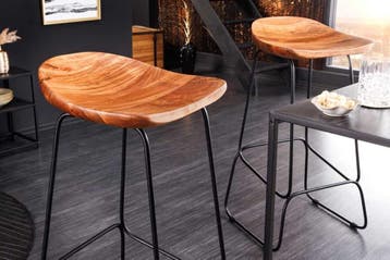 Massief houten barkruk MAMMUT naturel acacia zwart metalen, Ophalen of Verzenden, Nieuw