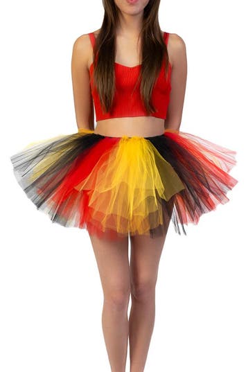 Korte Tutu Zwart Geel Rood Tule Rokje L XL XXL Belgische Vla, Ophalen of Verzenden, Nieuw, Carnaval