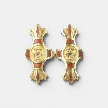 Decoratief ornament - Antiek paar handgesneden decoratieve