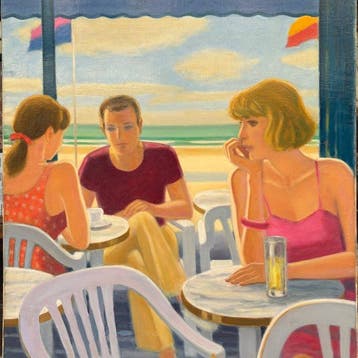 Yves Ganne (1931-2019) - Le Café de la plage (Vendu sans