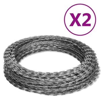 vidaXL Scheermesprikkeldraad 2 st 60 m gegalvaniseerd staal, Verzenden, Nieuw