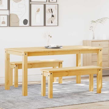 vidaXL 3-delige Eethoek PANAMA massief grenenhout, Huis en Inrichting, Complete eetkamers, Verzenden, Nieuw