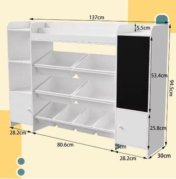 Kinderboekenplank met Open Opbergruimte en Schoolbord Hout, Verzenden, Nieuw