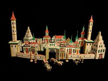 Erzgebirge - Speelgoed Wooden toy town set - 1850-1900 -
