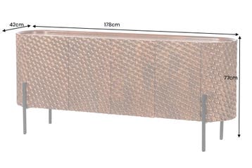 Dressoir ADLON 180 cm 3D mangohout bruin met zwarte metalen, Ophalen of Verzenden, Nieuw