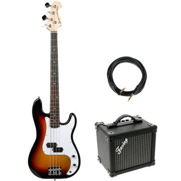 Fazley FPB118 Sunburst elektrische basgitaar + versterker +, Verzenden, Nieuw