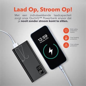QuchiQ™ Powerbank 20000mAh Quick Charge - Mobiele oplader -, Ophalen of Verzenden, Zo goed als nieuw