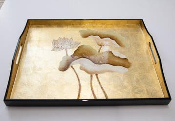 Decoratief dienblad - Monumentaal dienblad met bladgoudlak –, Antiek en Kunst