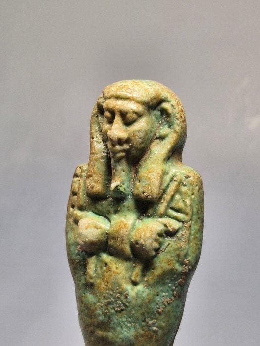 Oude Egypte, late periode Faience Ushabti van Paefheryhes,, Verzamelen, Mineralen en Fossielen