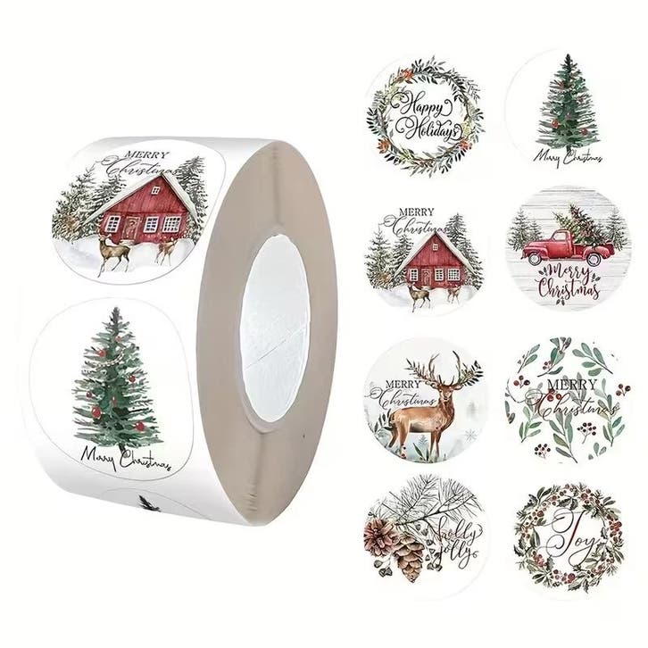 Sluitstickers kerstetiketten merry christmas rustieke kerst, Hobby en Vrije tijd, Knutselen, Nieuw, Ophalen of Verzenden