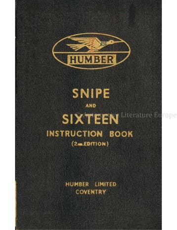 1939 HUMBER SNIPE AND SIXTEEN INSTRUCTIEBOEKJE ENGELS
