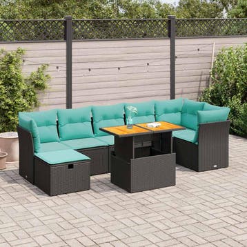 vidaXL 8-delige Loungeset met kussens poly rattan acacia, Verzenden, Nieuw, Loungeset