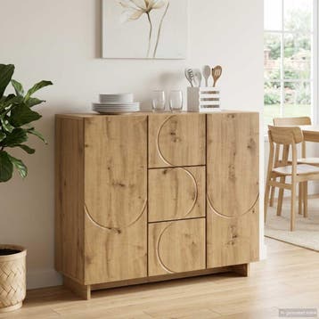 vidaXL Dressoir Artisanaal eiken 85,5 x 31 x 75 cm Bewerkt, Verzenden, Nieuw, 50 tot 100 cm, 25 tot 50 cm