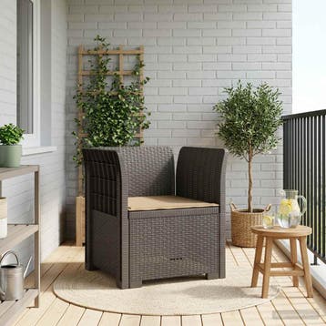 vidaXL Eénpersoons Fauteuil met Kussen Rattan Look PP, Verzenden, Nieuw