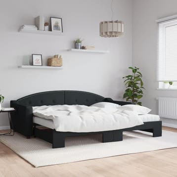 vidaXL Slaapbank met onderschuifbed en matrassen 90x200 cm, Huis en Inrichting, Slaapkamer | Bedden, 90 cm, Eenpersoons, Verzenden