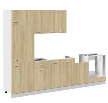 7-Delige Keukenkastset – Sonoma Eiken Wand & Onderkasten, Huis en Inrichting, Keuken | Keukenelementen, Verzenden, Nieuw