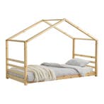 Kinderbed houten bed huisbed met bedbodem 90x200 hout, Verzenden, Nieuw