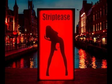 Amsterdams Red-lights District , Striptease licht reclame