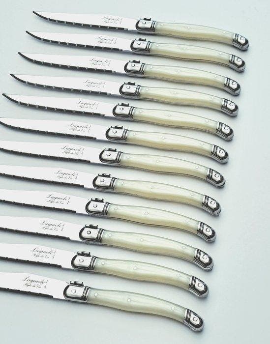 Laguiole - 12x Steak Knives - Pearl - style de -, Antiek en Kunst, Antiek | Keukenbenodigdheden
