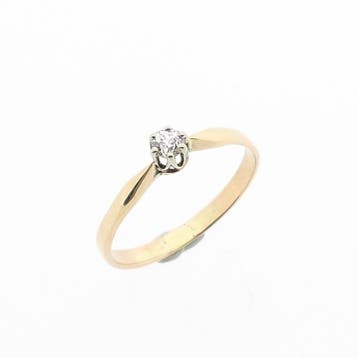 Roségouden solitairring met diamant; 0,05 ct., Gebruikt, Ophalen of Verzenden, Kleiner dan 17, Met edelsteen