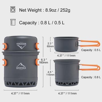 Widesea Camping Kookset 1.3L/2.3L Outdoor Potten & Pannen Se, Verzenden, Nieuw