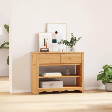 vidaXL Wandtafel Drammen Eiken 89,5 x 37 x 73 cm Massief, Huis en Inrichting, Verzenden, Nieuw, Grenenhout