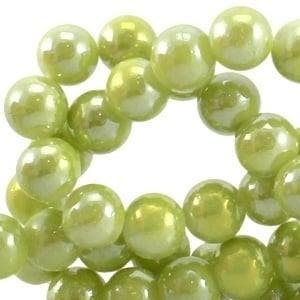 20 stuks Diamond coated glaskralen 6mm  Olivine green, Hobby en Vrije tijd, Ophalen of Verzenden, Nieuw, Kraal