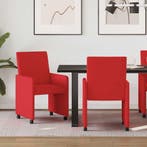 vidaXL Eetkamerstoelen met Wieltjes 2 pcs Rood 57 x 66 x 94, Huis en Inrichting, Stoelen, Verzenden, Nieuw, Rood