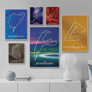 Formule 1 Circuit Poster Canvas - F1 Race Track Kunst Print, Verzenden, Nieuw
