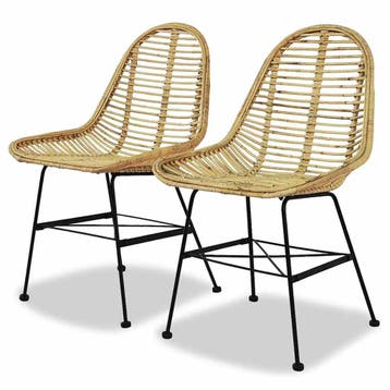 vidaXL Eetkamerstoelen 2 st natuurlijk rattan, Verzenden, Nieuw