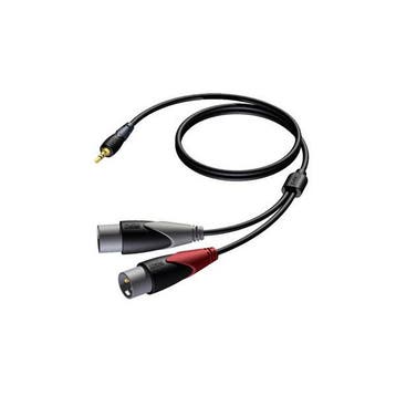 2 x XLR naar jack 3.5 mm kabel | M  M | Procab | 1.5 meter, Verzenden, Nieuw