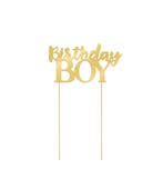 Taart Topper Birthday Boy Gold, Ophalen of Verzenden, Nieuw